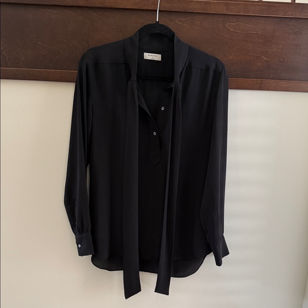 Babaton Black chiffon Casual Button Down Shirt